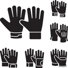 Obraz premium glove icon collection featuring various sports and winter glove styles