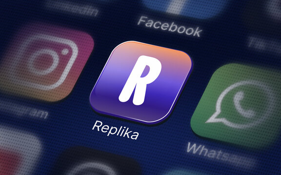 Replika Company logo on the smartphone