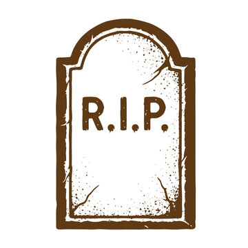 Vintage Grunge texture RIP tombstone illustration with distressed texture and grunge effect on white background for Halloween or memorial concepts