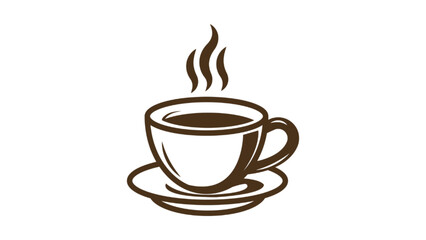 Fototapeta premium Hot Coffee Cup Line Art Icon with Steam