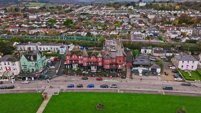 Drone View of Traditional Victorian Houses in Bray, Ireland