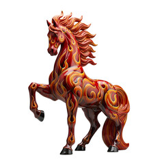 Colorful Chinese New Year Fire Horse Sculpture Illustration