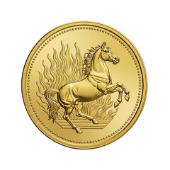 Golden Chinese New Year Fire Horse Coin Illustration