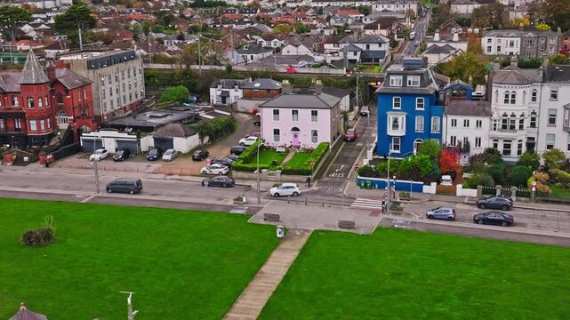 Drone Footage of Historic Victorian Architecture in Bray Coastal Town