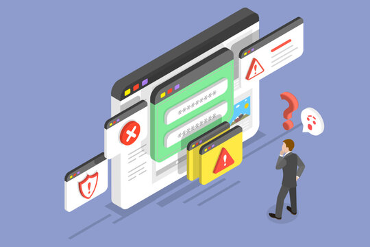 3D Isometric Flat Vector Illustration of Login Fail, Incorrect Username And Password Combination