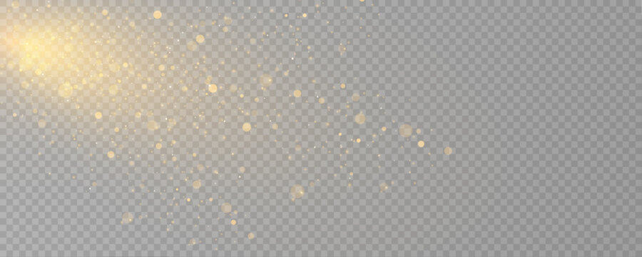 Radiant gold particles scatter across a dark background with elegance. The glowing dust forms a refined shimmer effect. Perfect for premium and festive visuals.