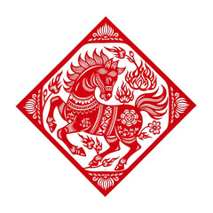 Traditional Chinese Fire Horse Illustration for New Year Celebrations