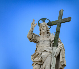 Christ the Redeemer (by Cristoforo Stati) atop St Peter&rsquo;s Basilica in Vatican, Rome, Italy.