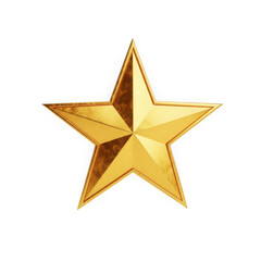 Obraz premium Golden star icon with metallic sheen isolated on transparent background