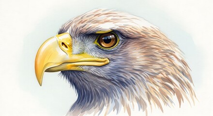 Naklejka premium Detailed Watercolor Painting of Bald Eagle Head.