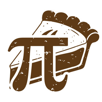 Vintage Grunge texture Grungy mathematical symbol pi with pizza slice on white background