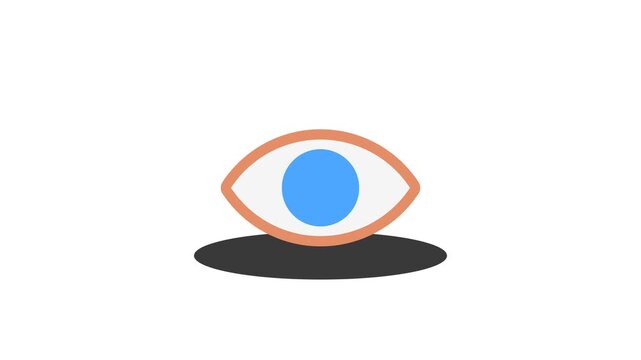 Eye, See or Read Sign Flat Animation Cartoon Icon. 4K Video Transparent Alpha Channel. Editable Animated Icon Transparent Background.