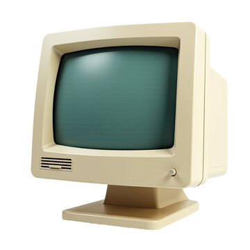 A vintage computer monitor showing a blue screen, suitable for retro technology or nostalgia-themed designs