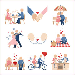 Fototapeta premium Happy couples dating and spending time together. Romantic lifestyle scenes.