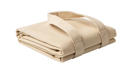 Folded Beige Fabric Mat with Handle