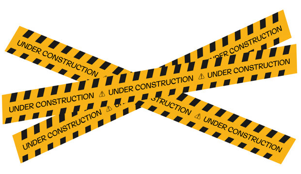 under construction tape warning banner, Under construction sign for construction site