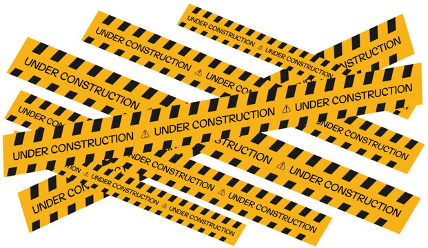 under construction tape warning banner, Under construction sign for construction site
