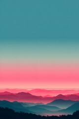 Obraz premium Layered mountains under dreamy pink and teal sky