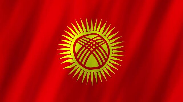 Kyrgyzstan Flag Waving on Wind, Realistic 4K Background Animation