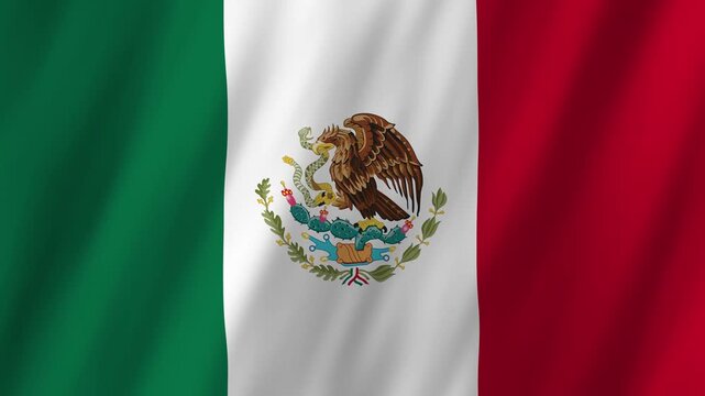 Mexico Flag Waving on Wind, Realistic 4K Background Animation