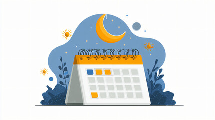 Calendar Planning with Celestial Elements and Colorful Accents