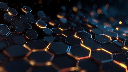 Obraz premium Abstract Hexagonal Grid with Glowing Edges