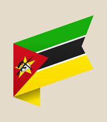 Mozambique Flag Displayed in Modern Origami Style Vector Illustration Representing National Identity and Patriotism with Official Colors.