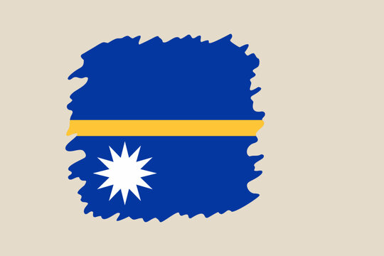 Nauru Flag Vector with Artistic Distressed Brushstroke Effect and Wavy Edges Representing National Identity on Beige.