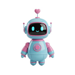 Cute Blue and Pink Robot with Heart Antenna