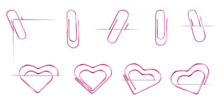 Paper Clip Set Coquette Heart Shape Transparent Paperclip Love Valentine&rsquo;s Day Paper Stationery