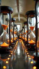 Symmetrical Hourglasses with Flowing Orange Sand