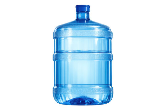 Blue plastic water cooler jug with drinking water
