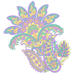 Obraz premium Paisley isolated. Card with paisley isolated for design. Floral vector pattern. Embroidery floral vector pattern.