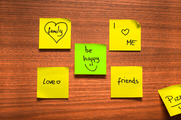 Sticky Notes with Positive Messages and Symbols