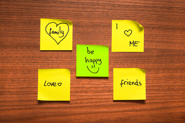 Sticky Notes with Positive Messages and Symbols