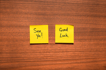 Sticky Notes with Farewell and Good Luck Messages