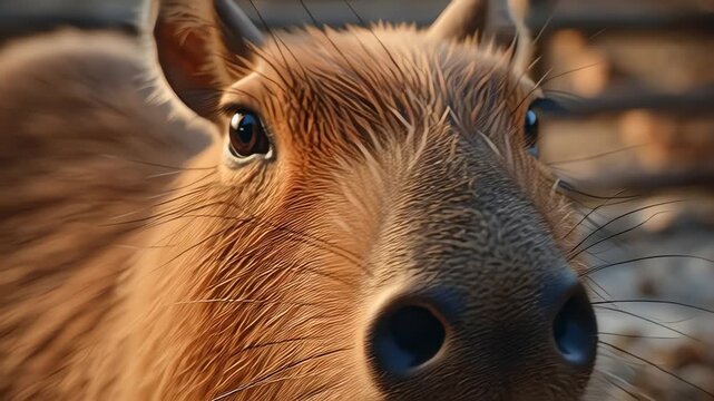 Close-up Portrait of a Capybara