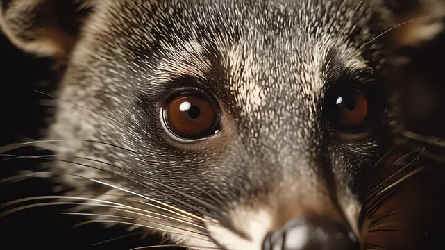 Civet cat close-up portrait with big eyes