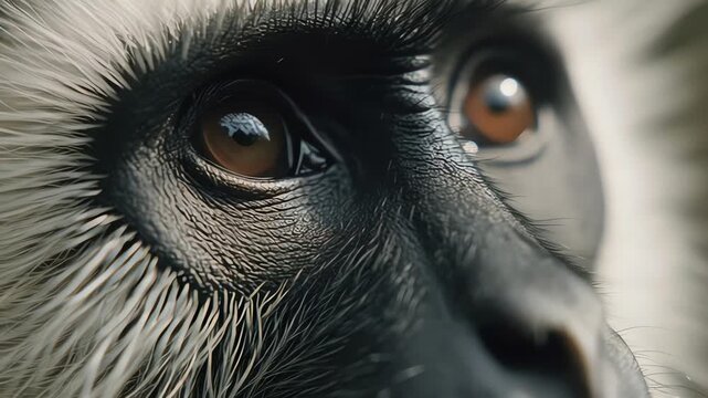 Monkey's Intense Gaze: Close-Up Wildlife Portrait