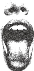 Mouth smile retro y2k stipple design lip halftone brutalist urban vector png with clear background, tongue 2000s photocopy grunge tattoo gen z effect © FutureFFX