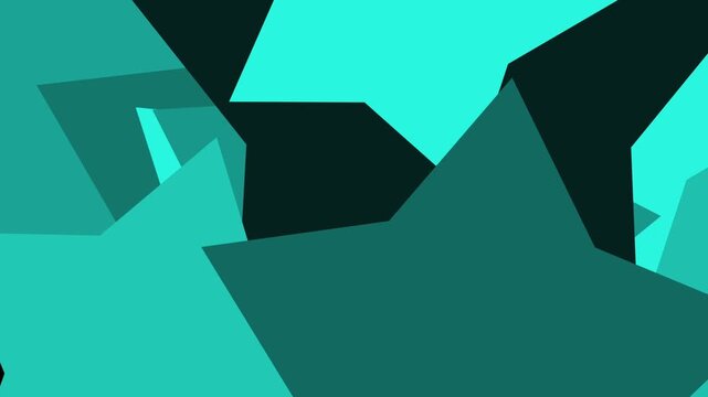 Modern geometric camouflage pattern background with sharp angular shapes in dark green and cyan turquoise.