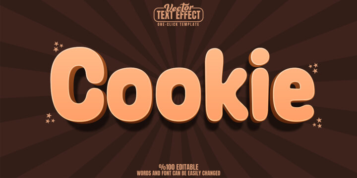 Cookie editable text effect, customizable cartoon and cute 3d font style