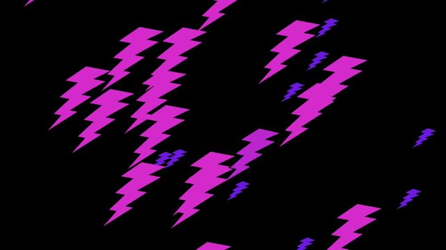 Retro 80s style pattern of vibrant pink lightning bolts scattered over a dark black background.