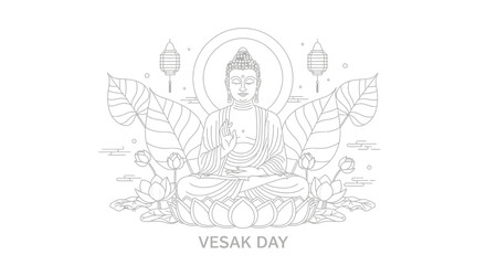 Obraz premium Buddha Statue Illustration Vesak Day Celebration.