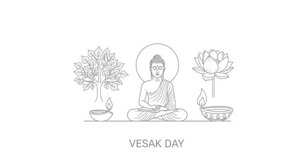 Obraz premium Buddha Vesak Day Meditation Illustration.