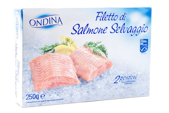 Ondina wild salmon fillets in frozen packaging, presented as a premium seafood product highlighting sustainable fishing, freshness, natural quality and convenient portions for home cooking.