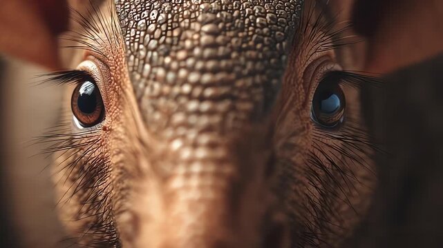 Close-up Armadillo Face: Unique Animal Portrait