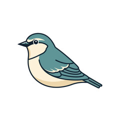 Obraz premium Cute cartoon nuthatch bird illustration, isolated on white background.
