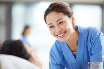 Nurse smiling at a patient