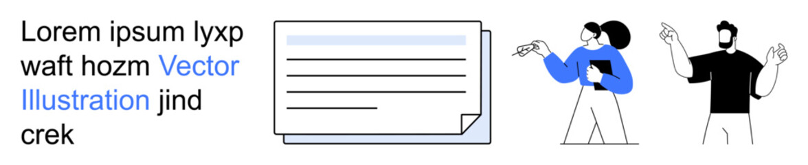 Obraz premium Digital communication, teamwork, information sharing, remote work, content creation, online messaging. People interacting, text and a document. Digital communication and teamwork concepts